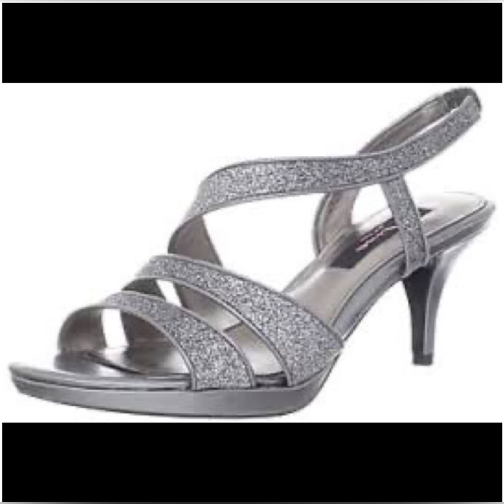 Covington Silver Glitter Strappy Heels